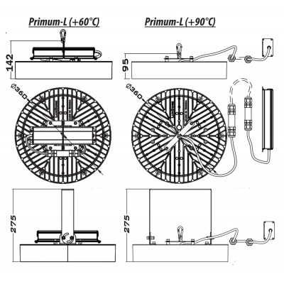 Высокотемпературный светильник Primum-L 150Вт CRI70 4000K КСС:C120 Высокотемпературный светильник Primum-L 150Вт CRI70 4000K КСС:C120